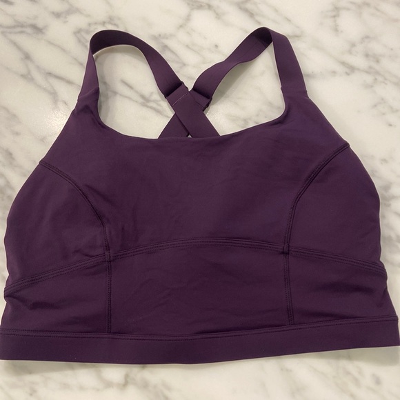 Lululemon eggplant/purple strappy back sports bra, size 12 - Picture 1 of 2